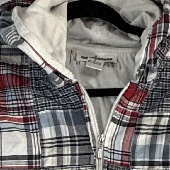 Serengeti Vintage Plaid Patchwork Size 3X Hooded Jacket Lined Zip Cotton Hoodie - Picture 3 of 12